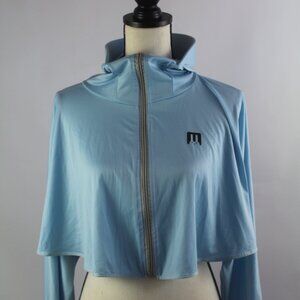 Unique Korean Blue Cropped Sweater with Hoodie/Visor